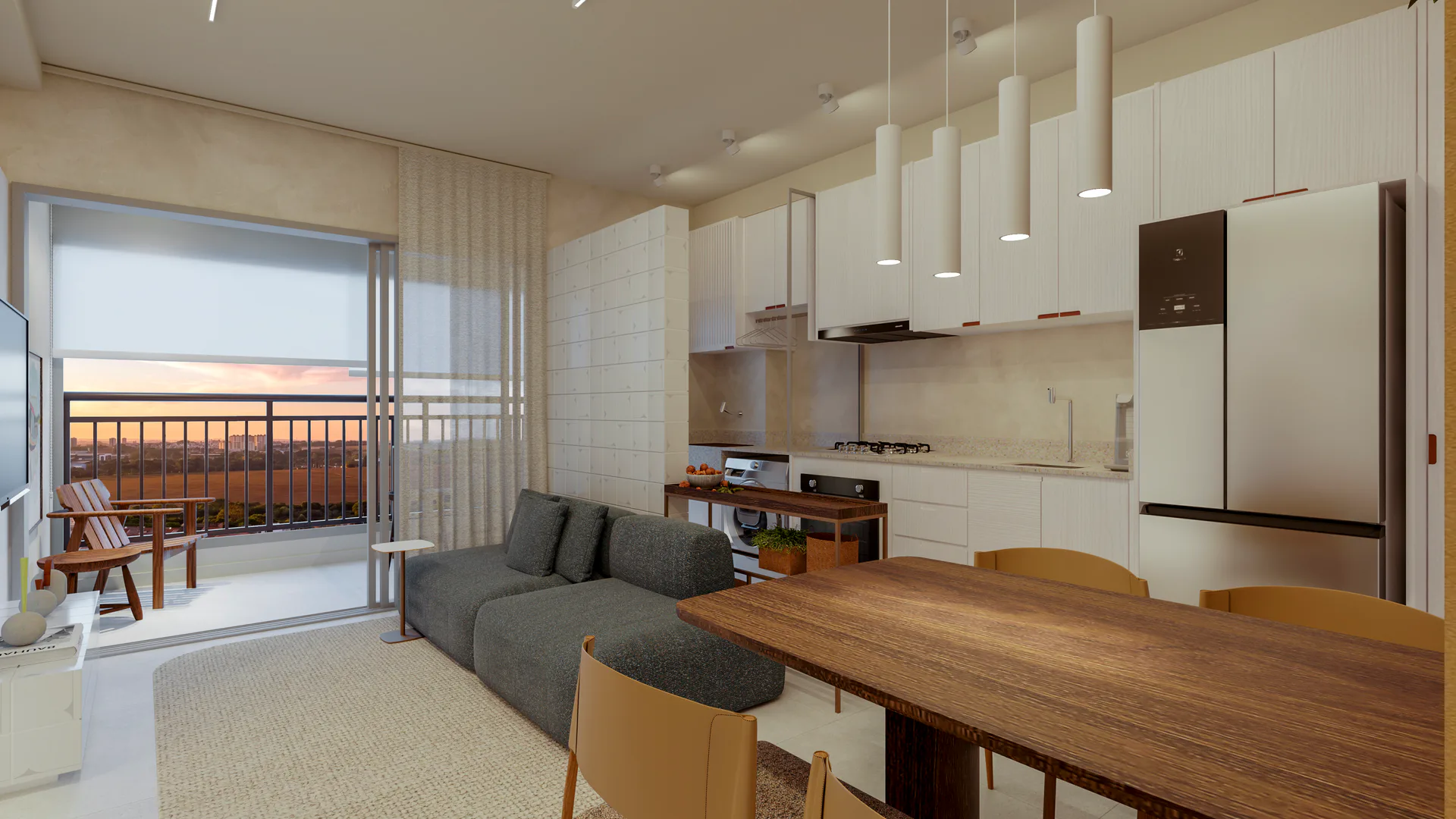 Cozinha e jantar — decorado 65 m²